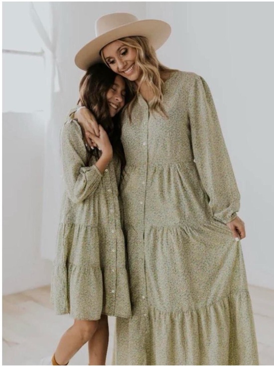 Roolee Dresses & Skirts - Roolee Sage Green Floral Tiered Button-Front Maxi Dress